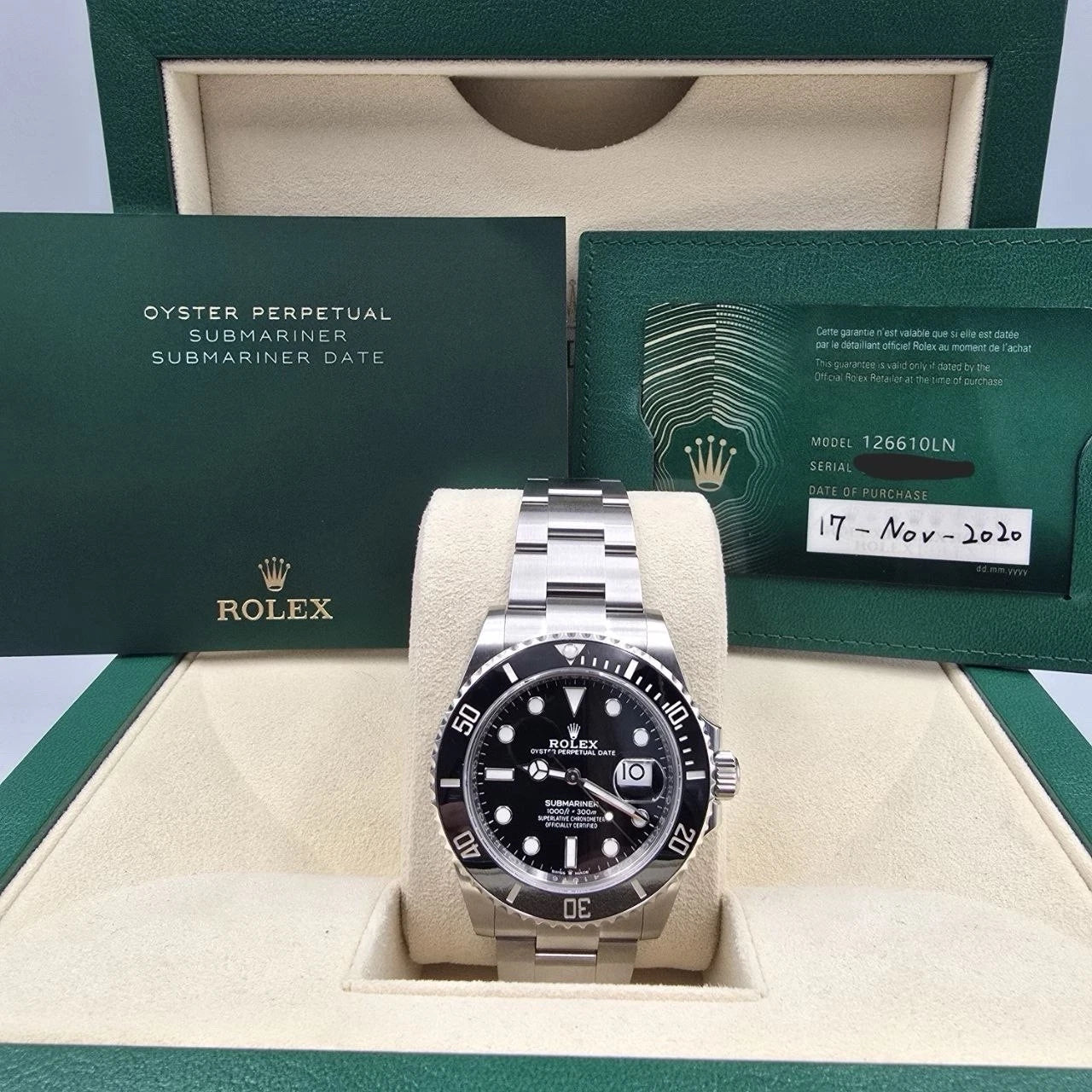 2020 PAPERS Rolex Submariner Date 41mm Black Ceramic 126610LN Watch BOX