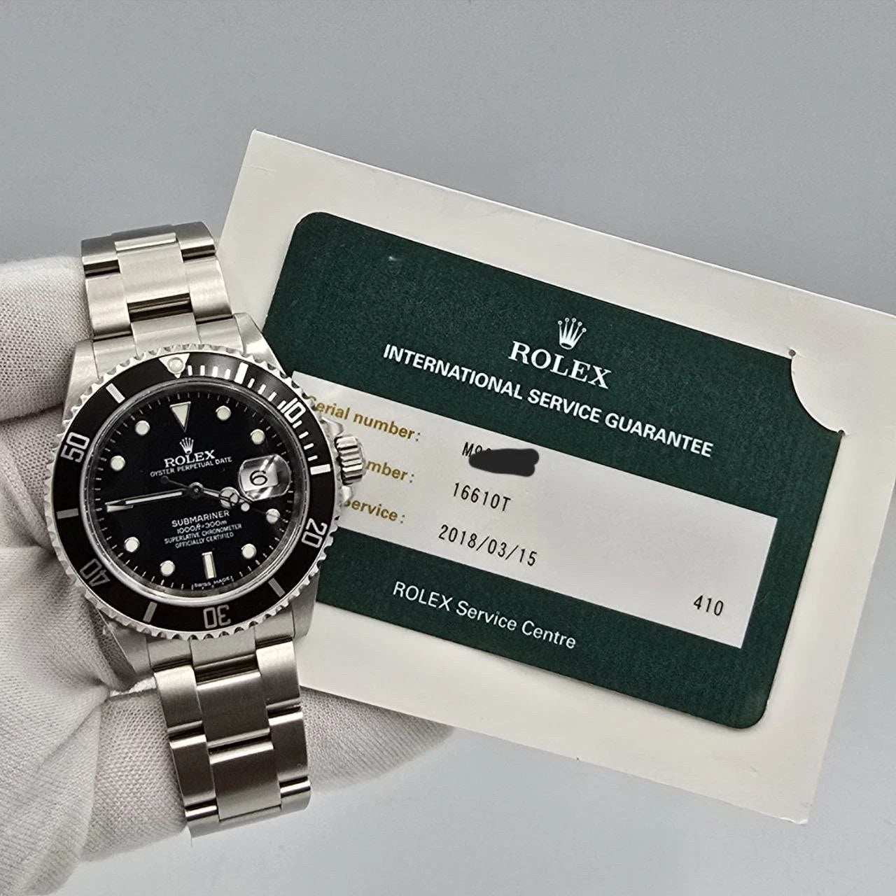 2018 RSC Rolex Submariner Date 16610 Black Dial NO HOLES Steel Oyster 40mm Watch