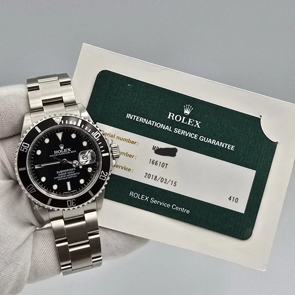 2018 RSC Rolex Submariner Date 16610 Black Dial NO HOLES Steel Oyster 40mm Watch