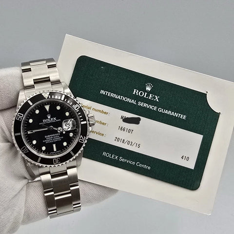 2018 RSC Rolex Submariner Date 16610 Black Dial NO HOLES Steel Oyster 40mm Watch