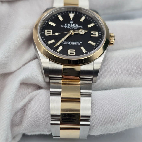 NEW 2025 Rolex Explorer 124273 Two Tone Gold Steel Black Dial Oyster 36mm UNWORN