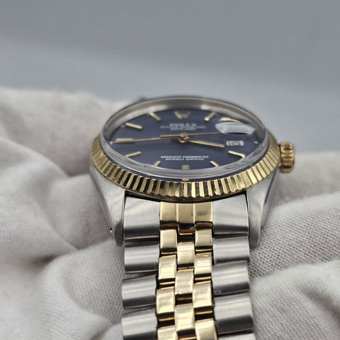 Rolex Datejust Two-Tone 18K Gold Factory Blue Dial Automatic 36mm 1601