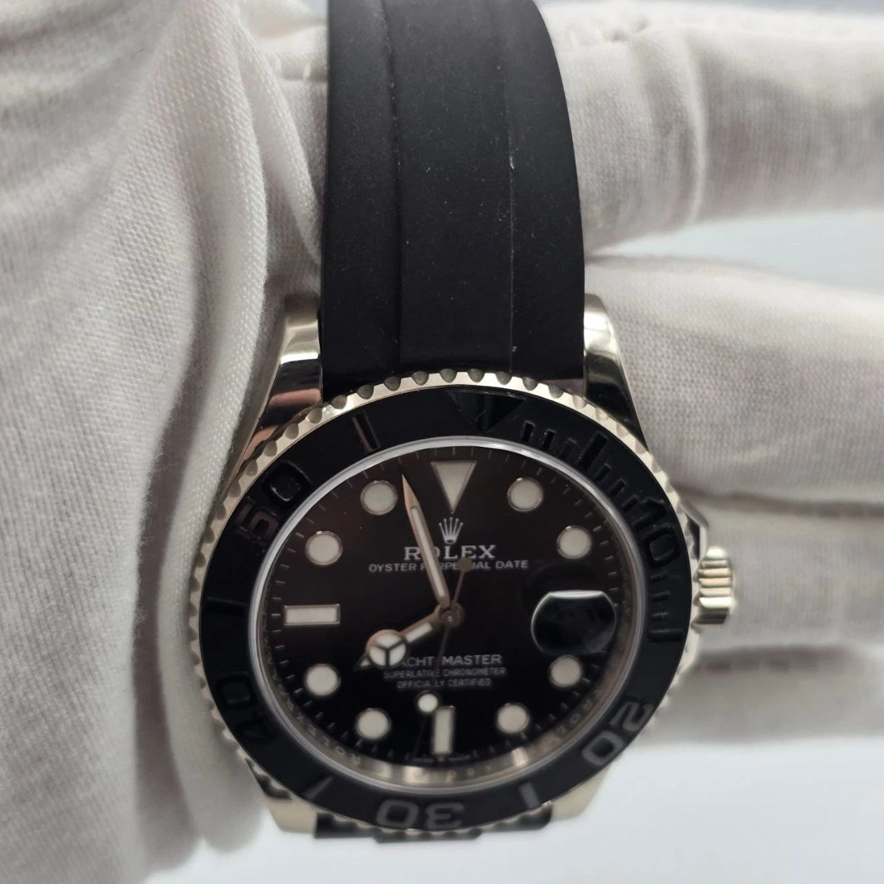2025 PAPERS Rolex Yacht-Master Black Dial White Gold Oysterflex 42mm 226659 BOX