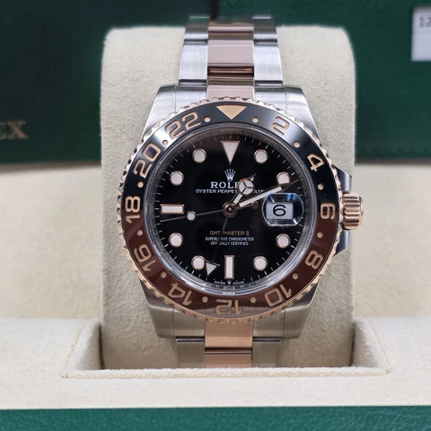 2019 PAPERS Rolex GMT-Master II Rootbeer 40mm 126711CHNR Two-Tone Rose Gold BOX