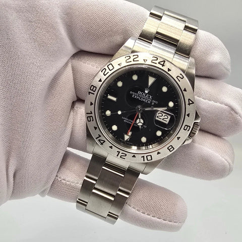 2007 Rolex Explorer II 16570 Steel Black Dial NO HOLES Automatic Date Watch 40MM