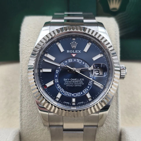 PAPERS 2022 Rolex Sky Dweller 42mm Oyster Blue Dial Steel Watch 326934 BOX