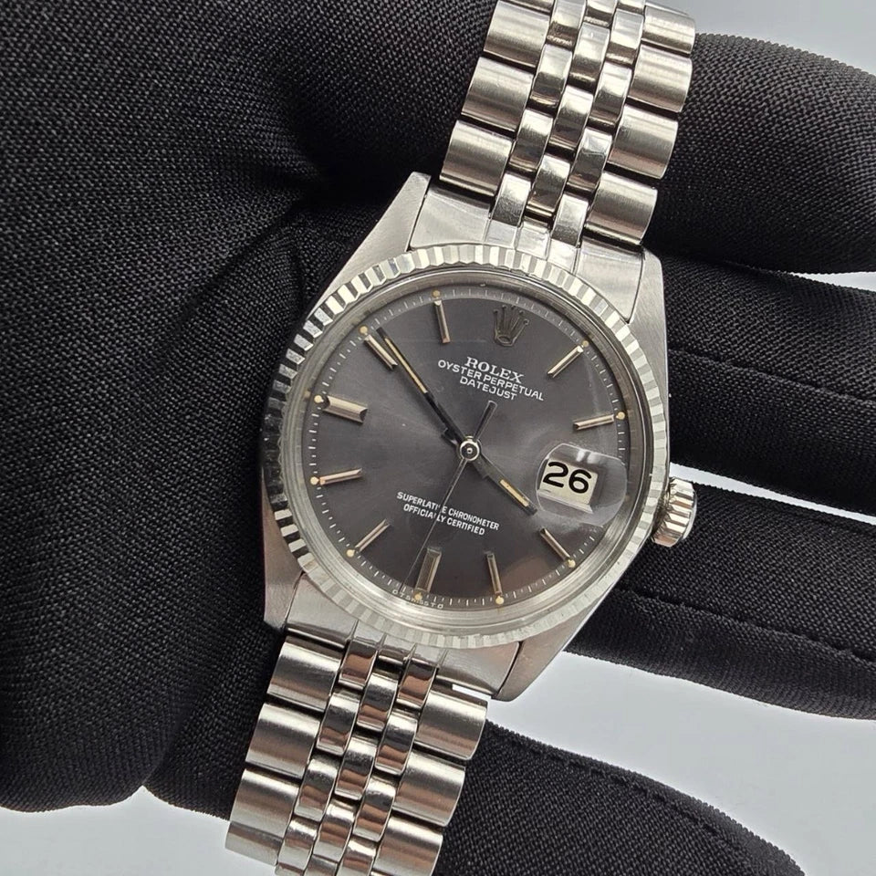 Rolex Datejust 1601 Steel RARE Factory Gray Sigma Dial Jubilee 36mm Watch
