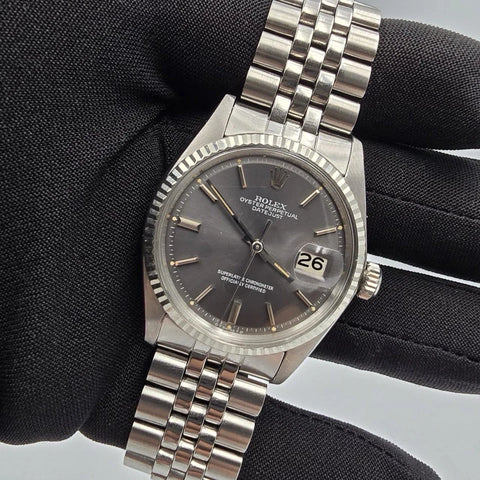 Rolex Datejust 1601 Steel RARE Factory Gray Sigma Dial Jubilee 36mm Watch