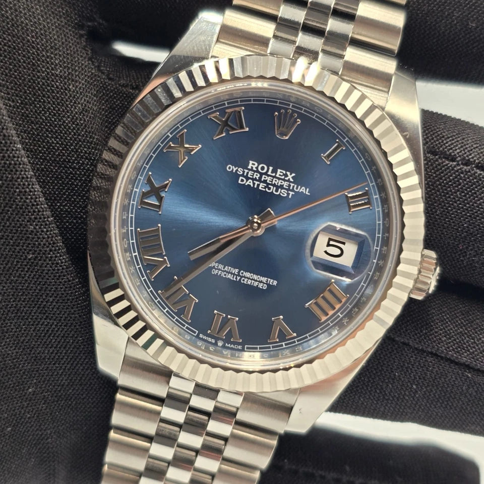 PAPERS 2024 Rolex Datejust 41mm 126334 Blue Jubilee Fluted White Gold Bezel BOX