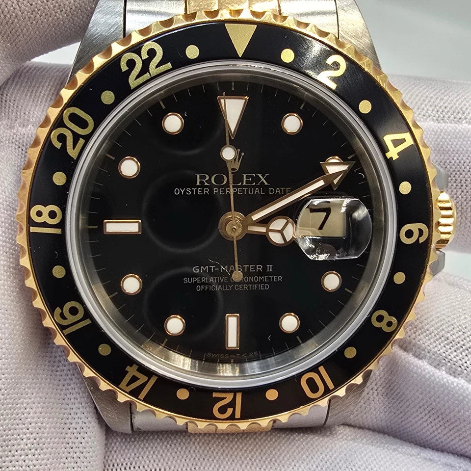 Rolex GMT-Master II 16713 Two-Tone Yellow Jubilee Black Dial 40mm Watch