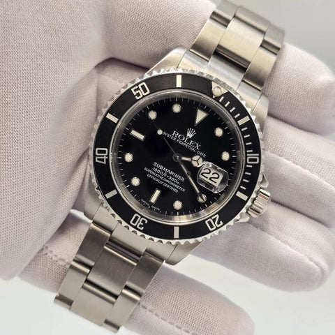 PAPERS 2002 Rolex Submariner Date 16610 Black Dial Stainless Steel Oyster 40mm