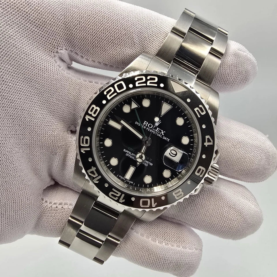 PAPERS 2014 Rolex GMT Master II 116710LN Steel Ceramic Black 40mm Watch BOX