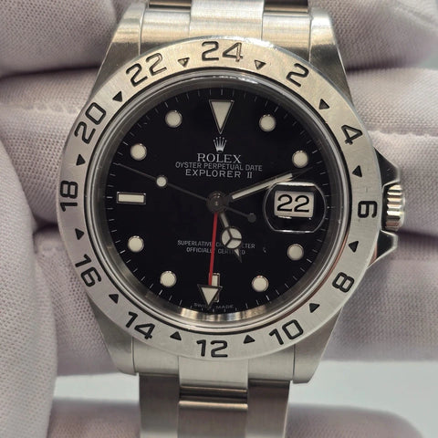 2007 Rolex Explorer II 16570 Steel Black Dial NO HOLES Automatic Date Watch 40MM