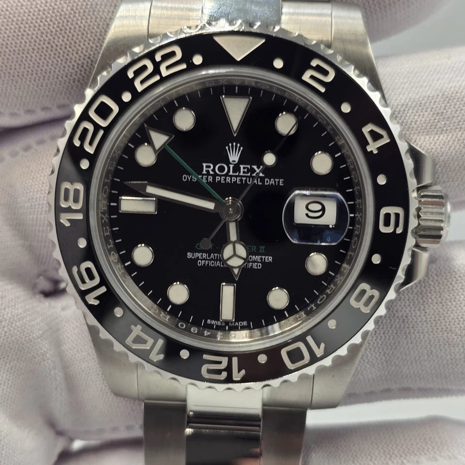 PAPERS 2014 Rolex GMT Master II 116710LN Steel Ceramic Black 40mm Watch BOX