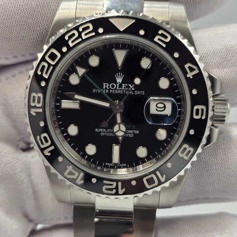 PAPERS 2014 Rolex GMT Master II 116710LN Steel Ceramic Black 40mm Watch BOX