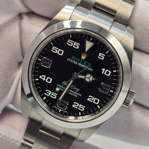 PAPERS 2021 Rolex Air King Black Dial Steel Bracelet 40mm Watch 116900 BOX