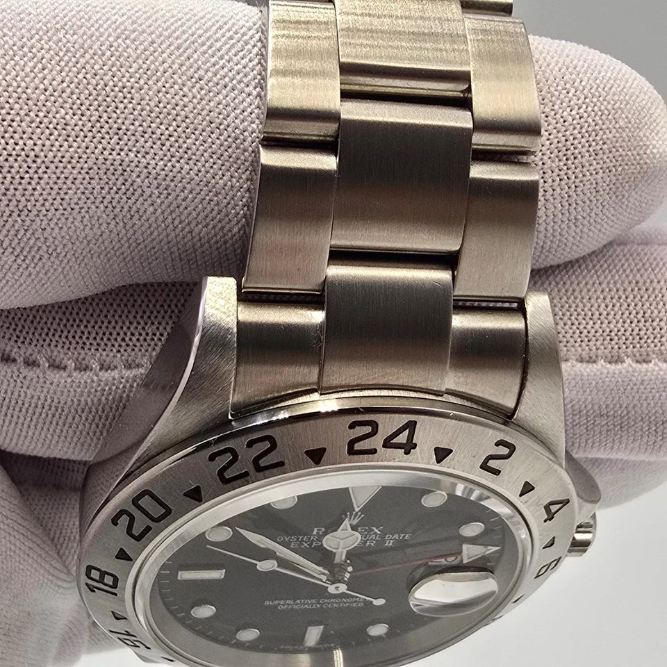 2005 Rolex Explorer II 16570 Steel Black Dial NO HOLES Automatic Date Watch 40MM