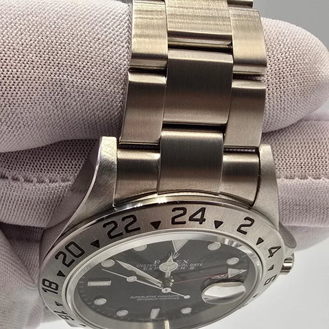 2005 Rolex Explorer II 16570 Steel Black Dial NO HOLES Automatic Date Watch 40MM