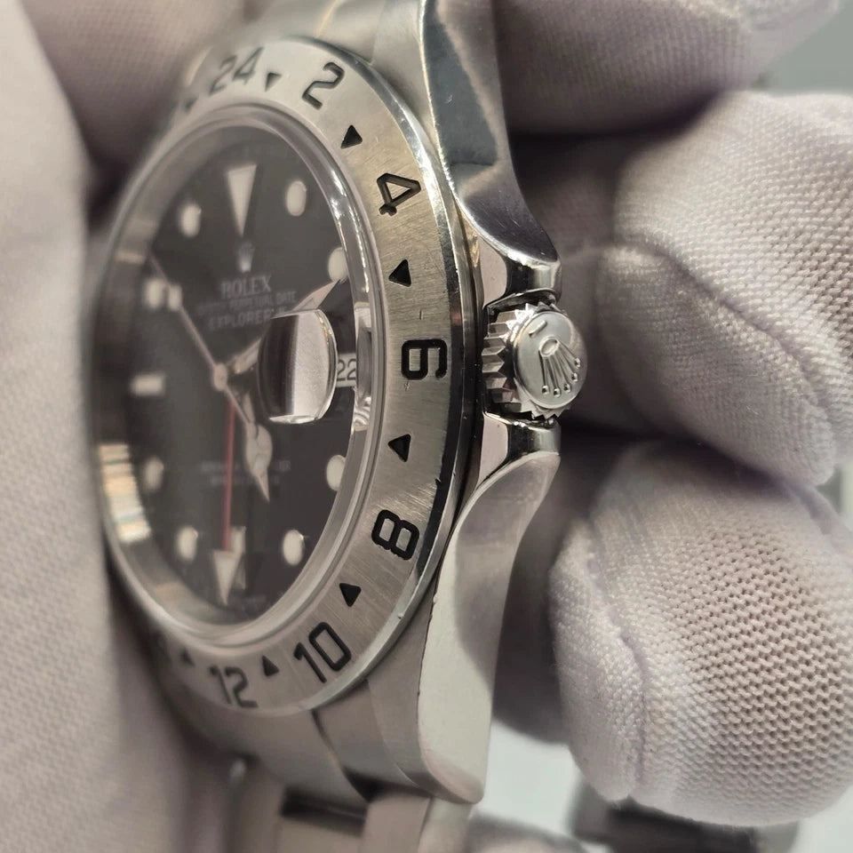 2007 Rolex Explorer II 16570 Steel Black Dial NO HOLES Automatic Date Watch 40MM