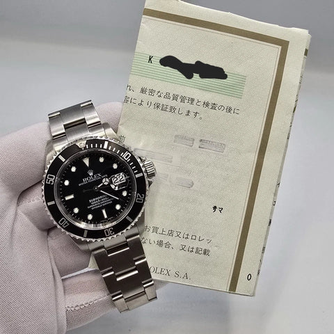 PAPERS 2002 Rolex Submariner Date 16610 Black Dial Stainless Steel Oyster 40mm
