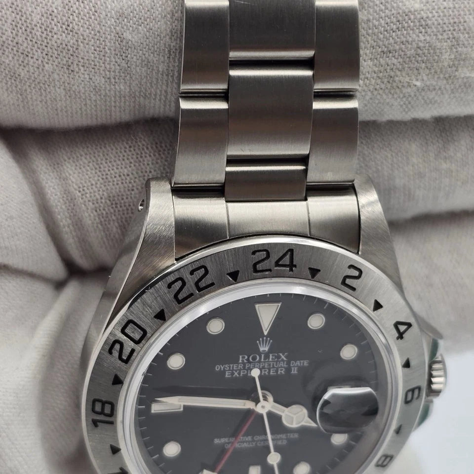 MINT PAPERS Rolex Explorer II 16570 Steel Black Dial Date 40mm Watch