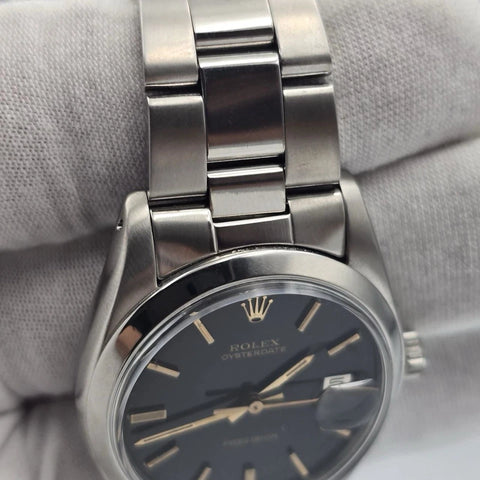 Rolex Oyster Date Precision 6694 Stainless Steel 34mm Black Dial Watch