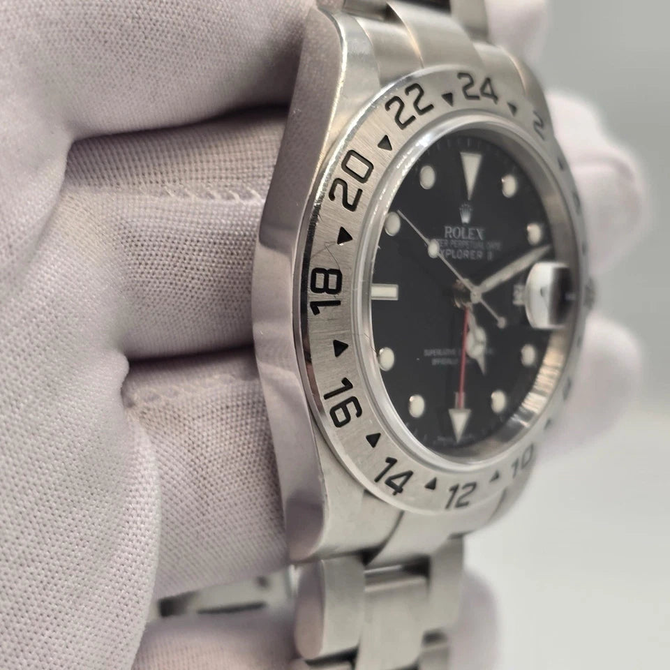 2007 Rolex Explorer II 16570 Steel Black Dial NO HOLES Automatic Date Watch 40MM