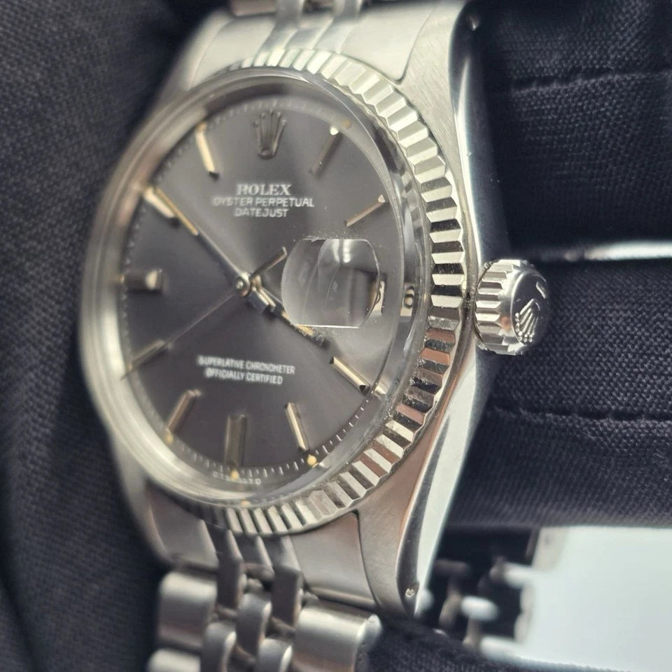 Rolex Datejust 1601 Steel RARE Factory Gray Sigma Dial Jubilee 36mm Watch