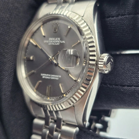 Rolex Datejust 1601 Steel RARE Factory Gray Sigma Dial Jubilee 36mm Watch