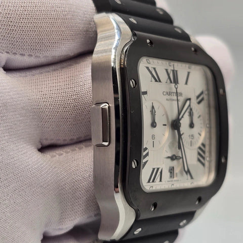 PAPERS Cartier Santos De Cartier Chronograph Roman Dial 43mm Watch WSSA0017 BOX