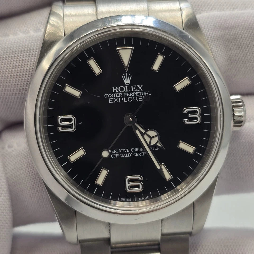 PAPERS 2002 Rolex Explorer I 114270 Automatic 36mm Steel Black Dial Watch BOX