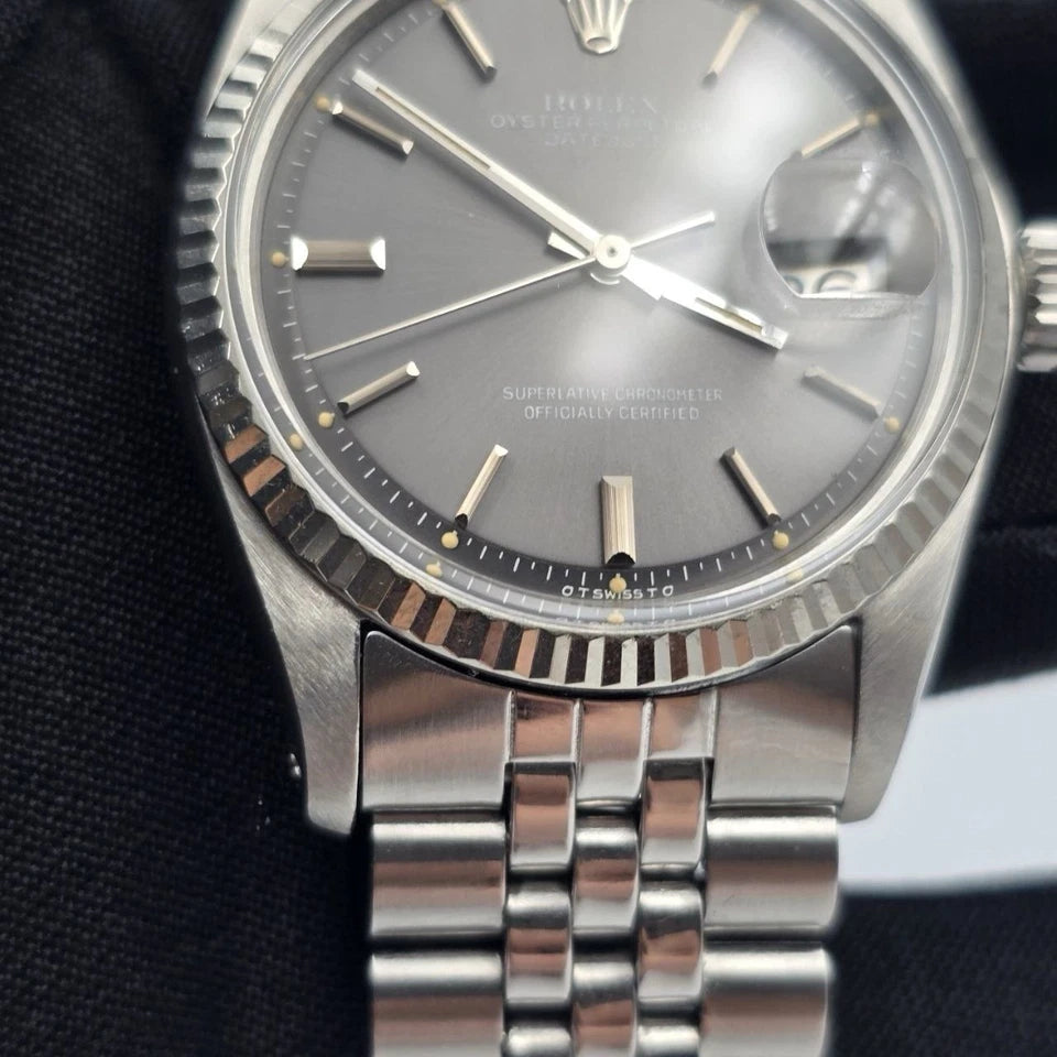 Rolex Datejust 1601 Steel RARE Factory Gray Sigma Dial Jubilee 36mm Watch