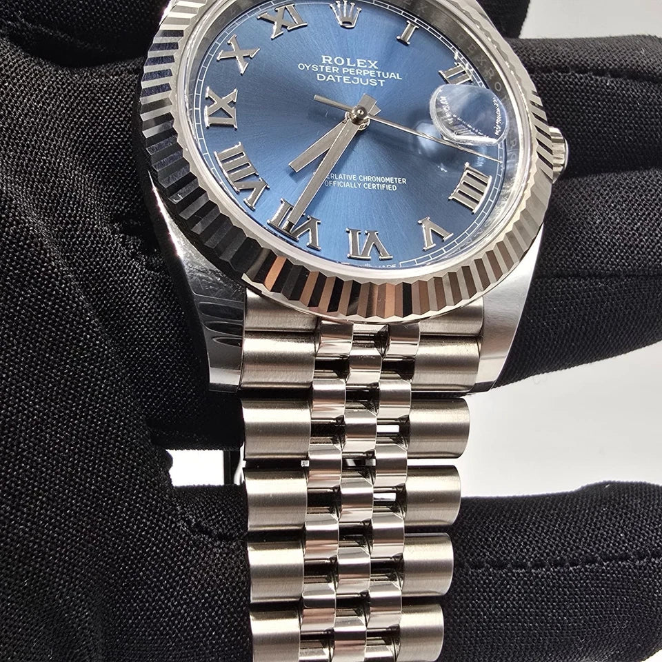 PAPERS 2024 Rolex Datejust 41mm 126334 Blue Jubilee Fluted White Gold Bezel BOX