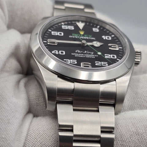 2022 PAPERS Rolex Air King 116900 Black Arabic Dial 40mm Steel Green Watch BOX
