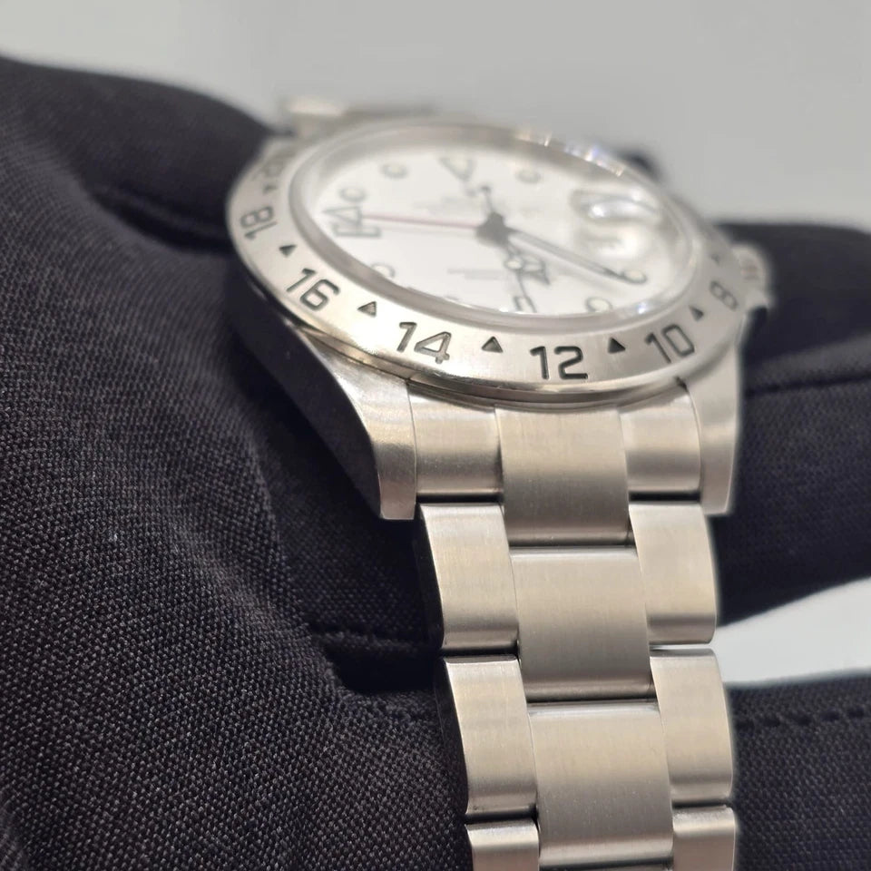 2007 Rolex Explorer II White 40mm Steel NO HOLES Oyster Date Watch 16570