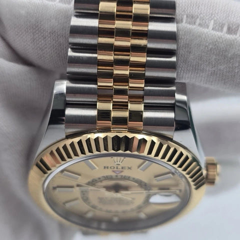 2023 PAPERS Rolex Sky-Dweller 42mm 336933 Two Tone Jubilee Champagne Dial BOX