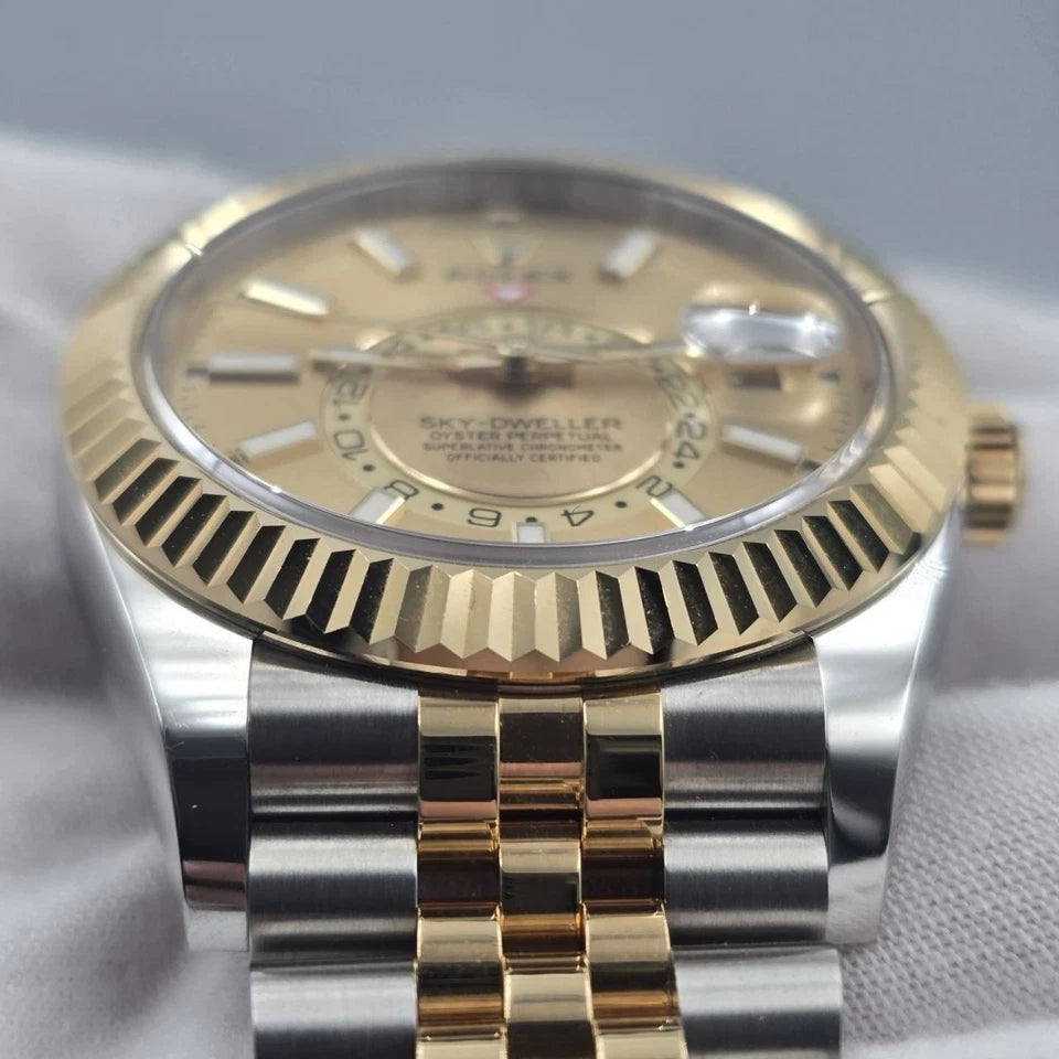 2023 PAPERS Rolex Sky-Dweller 42mm 336933 Two Tone Jubilee Champagne Dial BOX