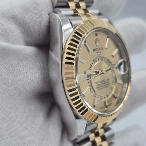 2023 PAPERS Rolex Sky-Dweller 42mm 336933 Two Tone Jubilee Champagne Dial BOX