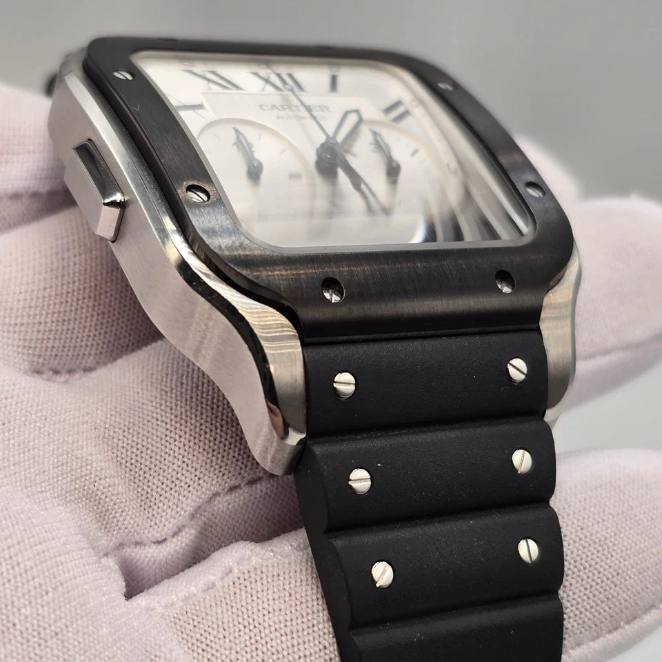 PAPERS Cartier Santos De Cartier Chronograph Roman Dial 43mm Watch WSSA0017 BOX