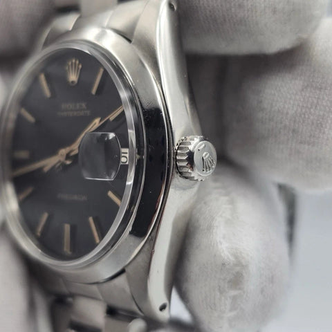 Rolex Oyster Date Precision 6694 Stainless Steel 34mm Black Dial Watch