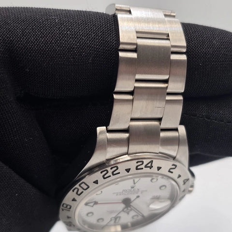 2007 Rolex Explorer II White 40mm Steel NO HOLES Oyster Date Watch 16570