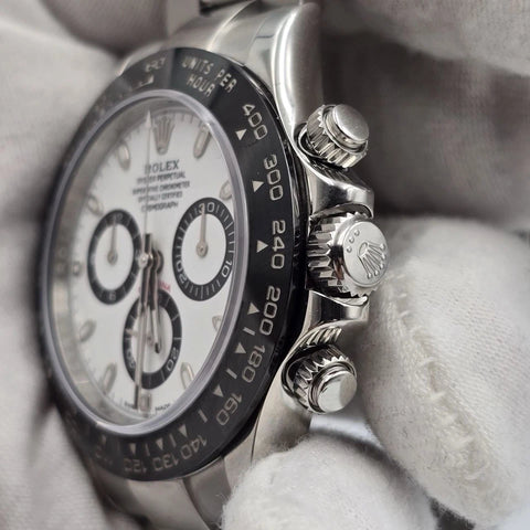 MINT 2024 RSC Rolex Daytona 116500LN White Panda Ceramic 40mm Steel Watch B+P