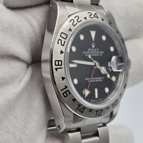 MINT PAPERS Rolex Explorer II 16570 Steel Black Dial Date 40mm Watch