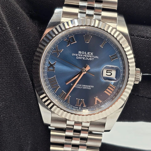 PAPERS 2024 Rolex Datejust 41mm 126334 Blue Jubilee Fluted White Gold Bezel BOX