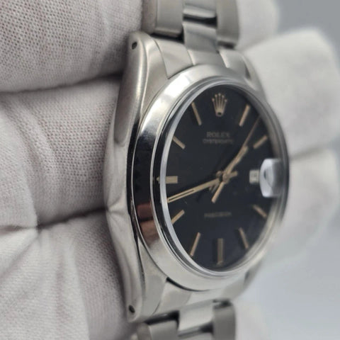 Rolex Oyster Date Precision 6694 Stainless Steel 34mm Black Dial Watch