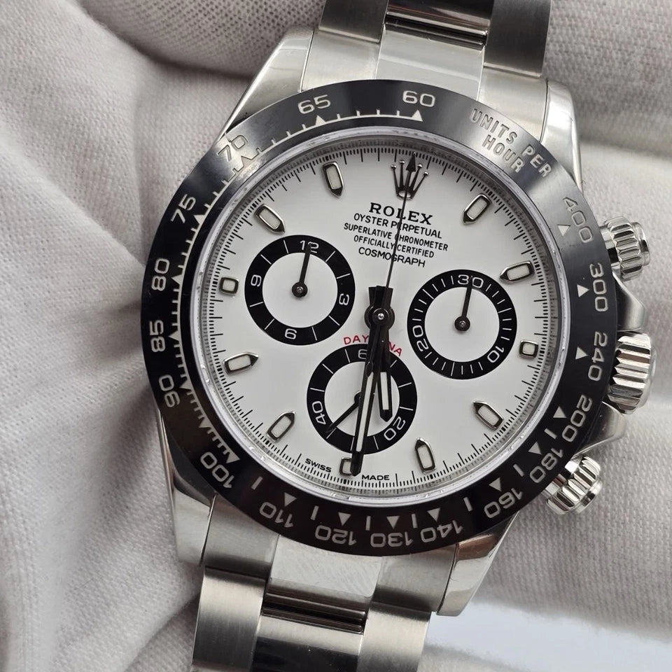 MINT 2024 RSC Rolex Daytona 116500LN White Panda Ceramic 40mm Steel Watch B+P