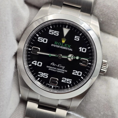 2022 PAPERS Rolex Air King 116900 Black Arabic Dial 40mm Steel Green Watch BOX