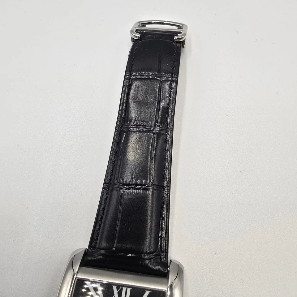 Cartier Tank MC 3589 W5330004 Stainless Black Dial Automatic Men's Watch 34mm