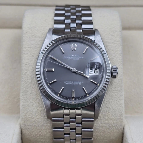 Rolex Datejust 1601 Steel RARE Factory Gray Sigma Dial Jubilee 36mm Watch
